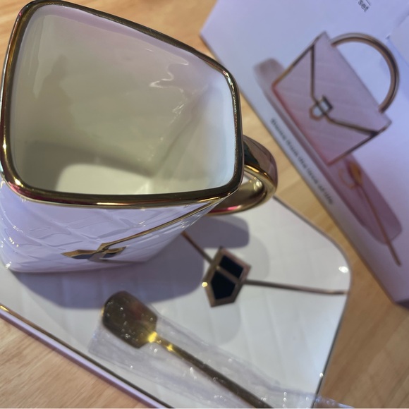 New ! Luxury bag-shaped coffee mug, plate and spoon set - Picture 12 of 15